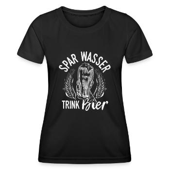 Spar Eau Boire Bière Bière Pong Alcool Fête Bière - T-shirt sport Femme - noir - Devant - AI Model Female 172 light (172cm)