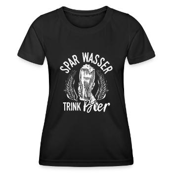 Biertrinken Bier Fun Bierpong Saufen Sauftour Bier - Frauen Funktions-T-Shirt - Schwarz - Vorne - AI Model Female 172 light (172cm)