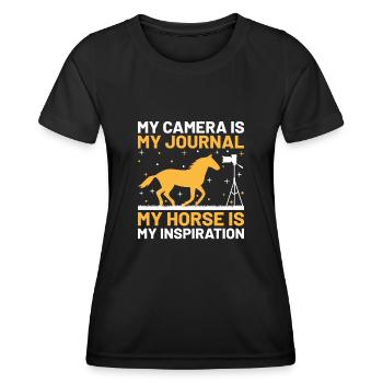 Photographie de cheval Équitation Chevaux Hobby Ph - T-shirt sport Femme - noir - Devant - AI Model Female 172 light (172cm)