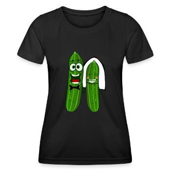 Cucumber Bride Groom Wedding - Frauen Funktions-T-Shirt - Schwarz - Vorne - AI Model Female 172 light (172cm)
