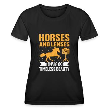 Photographie de cheval Équitation Chevaux Hobby Ph - T-shirt sport Femme - noir - Devant - AI Model Female 172 light (172cm)