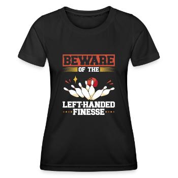 Bowling Left-handed Left-handed bowler - Women's Functional T-Shirt - black - Front - AI Model Female 172 light (172cm)