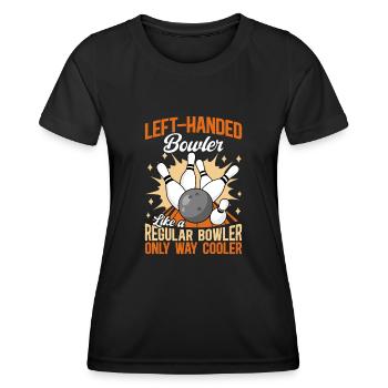Bowling Left-handed Left-handed bowler - Women's Functional T-Shirt - black - Front - AI Model Female 172 light (172cm)
