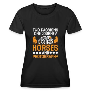 Photographie de cheval Équitation Chevaux Hobby Ph - T-shirt sport Femme - noir - Devant - AI Model Female 172 light (172cm)