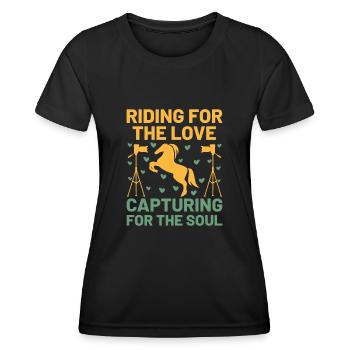 Photographie de cheval Équitation Chevaux Hobby Ph - T-shirt sport Femme - noir - Devant - AI Model Female 172 light (172cm)