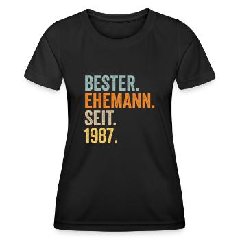 Valentinstag Bester Ehemann Seit 1987 - Frauen Funktions-T-Shirt - Schwarz - Vorne - AI Model Female 172 light (172cm)