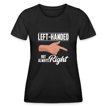 Linkshänder - Frauen Funktions-T-Shirt - Schwarz - Vorne - AI Model Female 172 light (172cm)