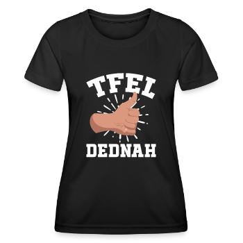 Linkshänder - Frauen Funktions-T-Shirt - Schwarz - Vorne - AI Model Female 172 light (172cm)