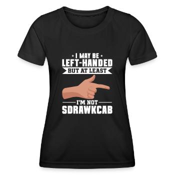 Linkshänder - Frauen Funktions-T-Shirt - Schwarz - Vorne - AI Model Female 172 light (172cm)