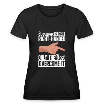 Linkshänder - Frauen Funktions-T-Shirt - Schwarz - Vorne - AI Model Female 172 light (172cm)