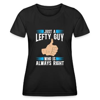 Linkshänder - Frauen Funktions-T-Shirt - Schwarz - Vorne - AI Model Female 172 light (172cm)