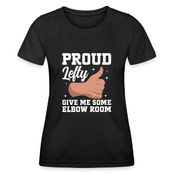 Linkshänder - Frauen Funktions-T-Shirt - Schwarz - Vorne - AI Model Female 172 light (172cm)