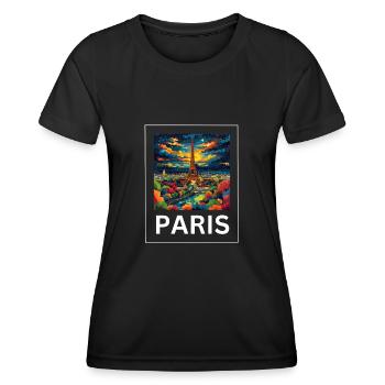 Paris Tour Eiffel France - T-shirt sport Femme - noir - Devant - AI Model Female 172 light (172cm)