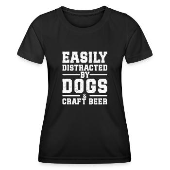 Easily Distracted By Dogs & Craft Beer - Frauen Funktions-T-Shirt - Schwarz - Vorne - AI Model Female 172 light (172cm)