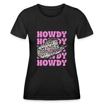 Western Country Texas Cowboyhut - Frauen Funktions-T-Shirt - Schwarz - Vorne - AI Model Female 172 light (172cm)