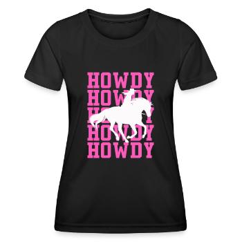 Western Country Texas Cowboyhut - Frauen Funktions-T-Shirt - Schwarz - Vorne - AI Model Female 172 light (172cm)