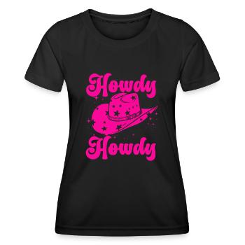 Western Country Texas Cowboyhut - Frauen Funktions-T-Shirt - Schwarz - Vorne - AI Model Female 172 light (172cm)