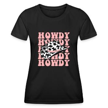 Western Country Texas Cowboyhut - Frauen Funktions-T-Shirt - Schwarz - Vorne - AI Model Female 172 light (172cm)