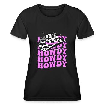 Western Country Texas Cowboyhut - Frauen Funktions-T-Shirt - Schwarz - Vorne - AI Model Female 172 light (172cm)