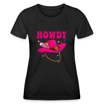 Western Country Texas Cowboyhut - Frauen Funktions-T-Shirt - Schwarz - Vorne - AI Model Female 172 light (172cm)
