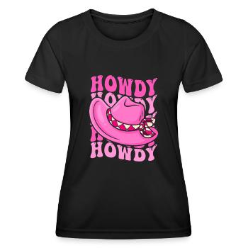 Western Country Texas Cowboyhut - Frauen Funktions-T-Shirt - Schwarz - Vorne - AI Model Female 172 light (172cm)