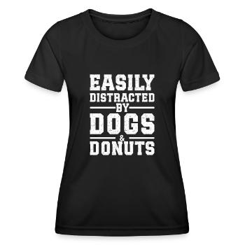 Easily Distracted By Dogs & Donuts - Frauen Funktions-T-Shirt - Schwarz - Vorne - AI Model Female 172 light (172cm)