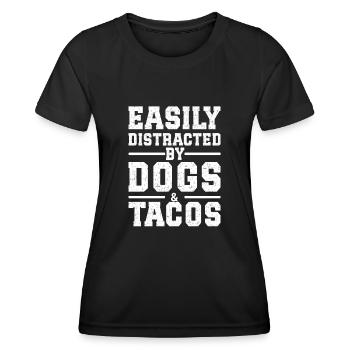 Easily Distracted By Dogs & Tacos - Frauen Funktions-T-Shirt - Schwarz - Vorne - AI Model Female 172 light (172cm)