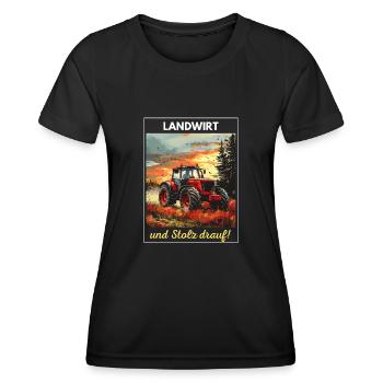 Landwirt Traktoren Trecker Bauer Dorf Bauernhof - Frauen Funktions-T-Shirt - Schwarz - Vorne - AI Model Female 172 light (172cm)