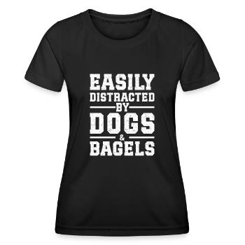 Easily Distracted By Dogs & Bagels - Frauen Funktions-T-Shirt - Schwarz - Vorne - AI Model Female 172 light (172cm)