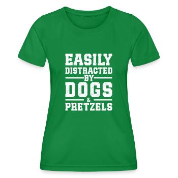 Easily Distracted By Dogs & Pretzels - Frauen Funktions-T-Shirt - Kelly Green - Vorne - AI Model Female 172 dark (172cm)