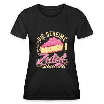 Pâtisserie et cuisine, ingrédient secret Am Me - T-shirt sport Femme - noir - Devant - AI Model Female 172 light (172cm)