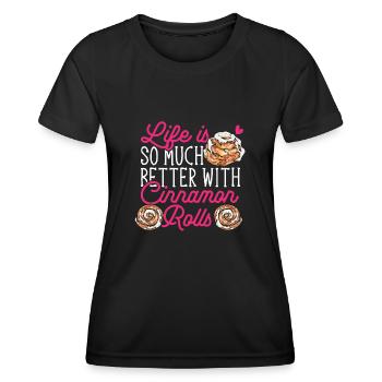 Cinnamon roll - Women's Functional T-Shirt - black - Front - AI Model Female 172 light (172cm)