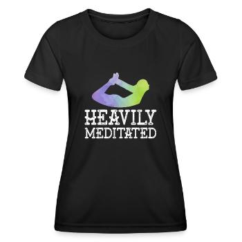 Fortement médité - T-shirt sport Femme - noir - Devant - AI Model Female 172 light (172cm)