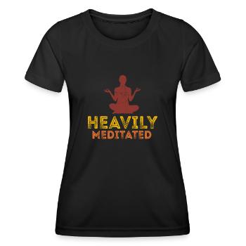 Fortement médité - T-shirt sport Femme - noir - Devant - AI Model Female 172 light (172cm)