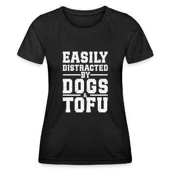 Easily Distracted By Dogs & Tofu - Women's Functional T-Shirt - black - Front - AI Model Female 172 light (172cm)