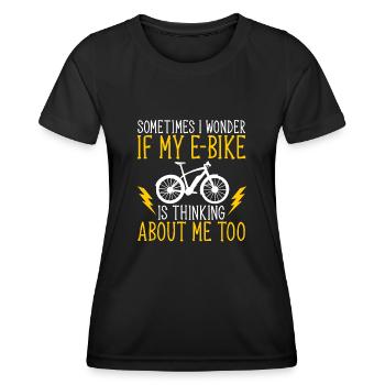Electric Bike Cycling Biker E-Bike - Women's Functional T-Shirt - black - Front - AI Model Female 172 light (172cm)