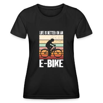 Electric Bike Cycling Biker E-Bike - Women's Functional T-Shirt - black - Front - AI Model Female 172 light (172cm)