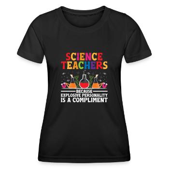 Professeur de sciences Professeur d’école Biologie Chimie P - T-shirt sport Femme - noir - Devant - AI Model Female 172 light (172cm)