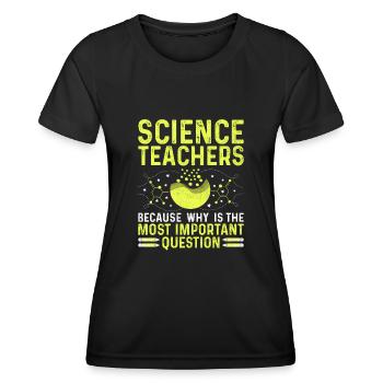 Professeur de sciences Professeur d’école Biologie Chimie P - T-shirt sport Femme - noir - Devant - AI Model Female 172 light (172cm)