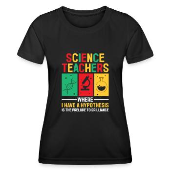 Professeur de sciences Professeur d’école Biologie Chimie P - T-shirt sport Femme - noir - Devant - AI Model Female 172 light (172cm)