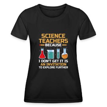 Professeur de sciences Professeur d’école Biologie Chimie P - T-shirt sport Femme - noir - Devant - AI Model Female 172 light (172cm)
