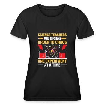 Professeur de sciences Professeur d’école Biologie Chimie P - T-shirt sport Femme - noir - Devant - AI Model Female 172 light (172cm)