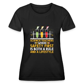 Professeur de sciences Professeur d’école Biologie Chimie P - T-shirt sport Femme - noir - Devant - AI Model Female 172 light (172cm)