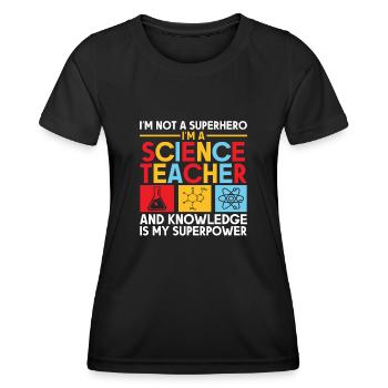 Professeur de sciences Professeur d’école Biologie Chimie P - T-shirt sport Femme - noir - Devant - AI Model Female 172 light (172cm)