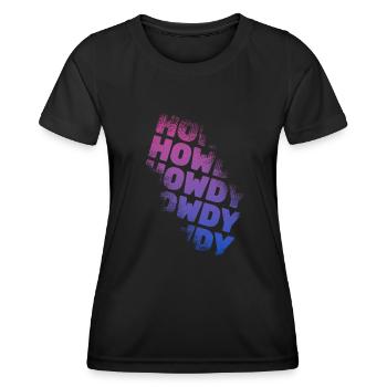 Western Country Texas Cowboyhut - Frauen Funktions-T-Shirt - Schwarz - Vorne - AI Model Female 172 light (172cm)