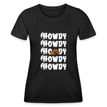 Western Country Texas Cowboyhut - Frauen Funktions-T-Shirt - Schwarz - Vorne - AI Model Female 172 light (172cm)
