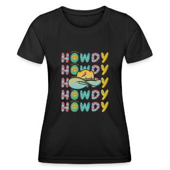 Western Country Texas Cowboyhut - Frauen Funktions-T-Shirt - Schwarz - Vorne - AI Model Female 172 light (172cm)