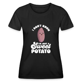 Légumes-racines de patates douces - T-shirt sport Femme - noir - Devant - AI Model Female 172 light (172cm)