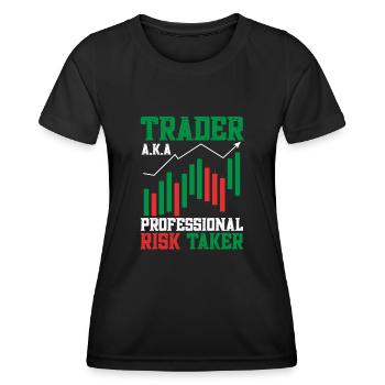Trading Crypto Stock Market Investor Day Trader - T-shirt sport Femme - noir - Devant - AI Model Female 172 light (172cm)