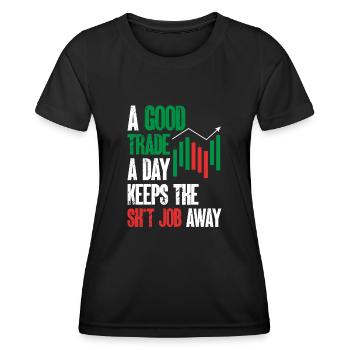 Trading Crypto Stock Market Investor Day Trader - T-shirt sport Femme - noir - Devant - AI Model Female 172 light (172cm)